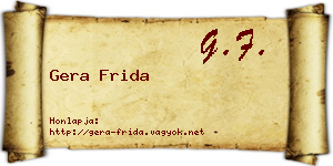 Gera Frida névjegykártya